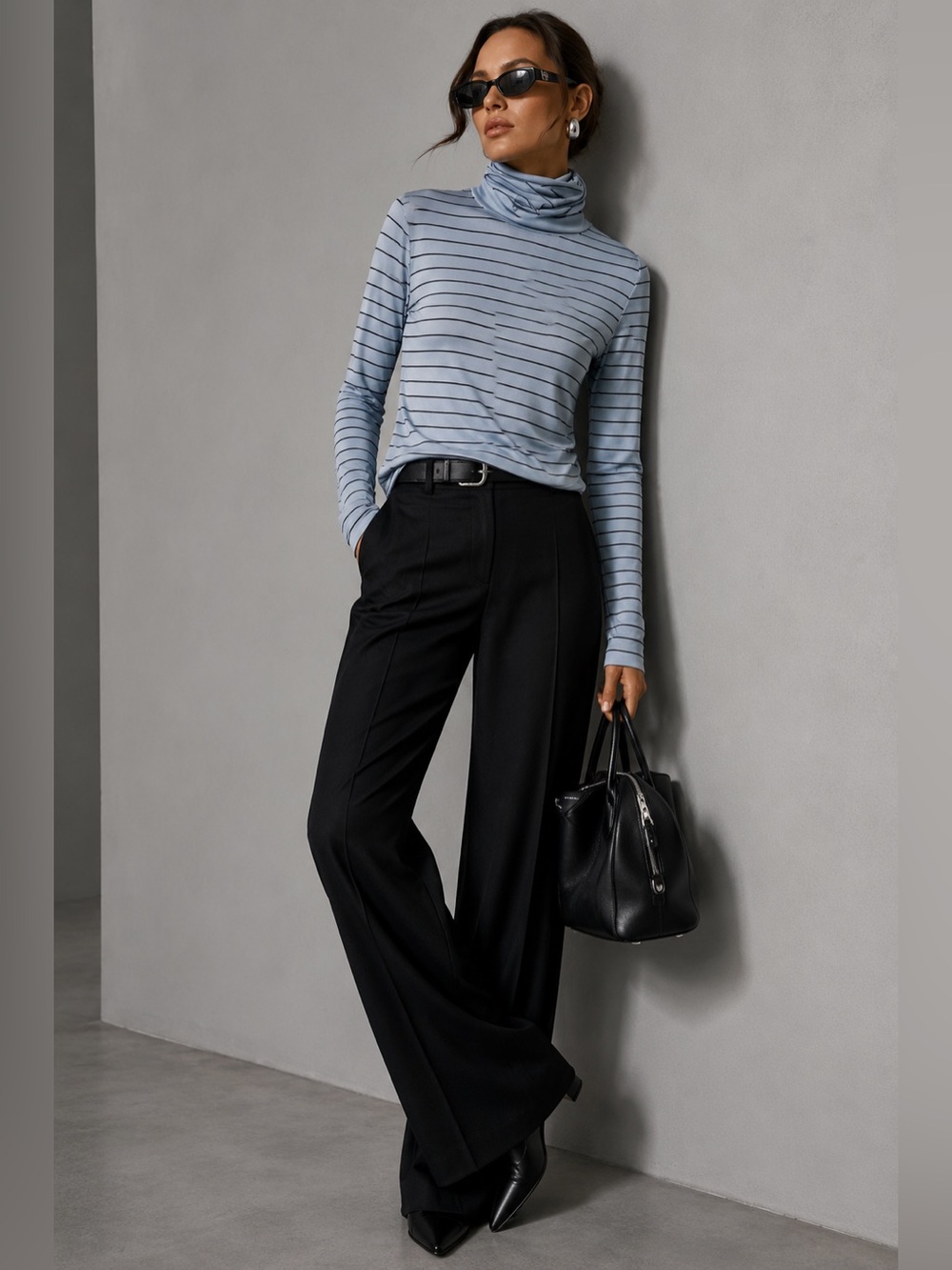 Givenchy Sport Silk Blend Turtleneck Striped Sweater Top Size 10